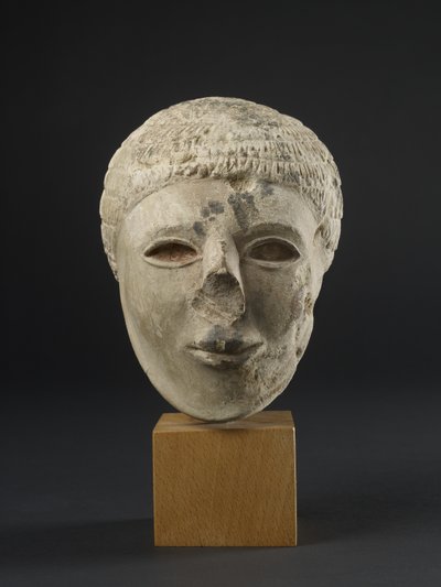 Limestone Statuette of a Bearded Man by Protodynastic Period Egyptian